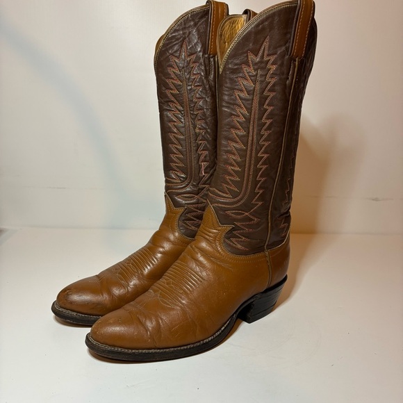 Vintage Tony Lama 6210 Boots Men’s Size 6 A Two Tone Brown Made In USA - Picture 1 of 11